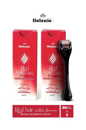 Super 2er-Pack Helenie Red Haar- und Bartwachstumspflegeserum + Dermaroller 0,5 mm HCS006 - 1