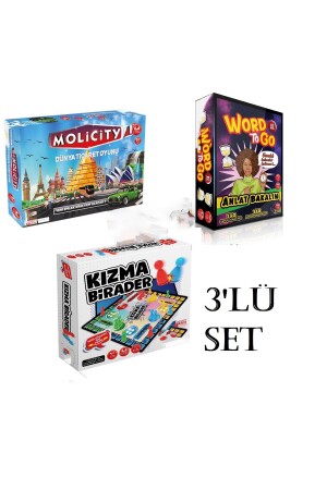 Super-Set mit 3 Molicity-Immobilienhandelsspielen Ludo Word To Go (TABOO) BND008 - 3