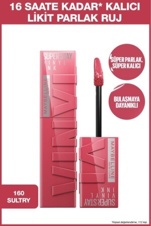 Super Stay Vinyl Ink Uzun Süre Kalıcı Likit Parlak Ruj 160 Sultry - Maybelline New York