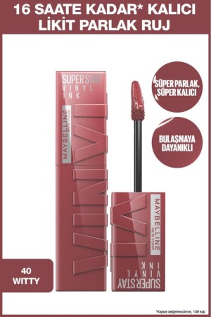 Super Stay Vinyl Ink Uzun Süre Kalıcı Likit Parlak Ruj 40 Witty - Maybelline New York