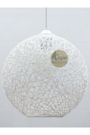 Super String Einzel-Pendelleuchte, rustikaler, moderner, böhmischer, weißer Baumwollseil-Ball-Kronleuchter (Durchmesser: 30 cm) ÇT62 - 2