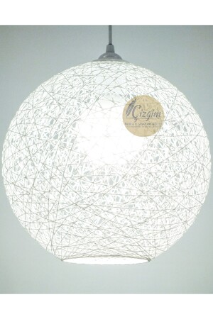 Super String Einzel-Pendelleuchte, rustikaler, moderner, böhmischer, weißer Baumwollseil-Ball-Kronleuchter (Durchmesser: 30 cm) ÇT62 - 7