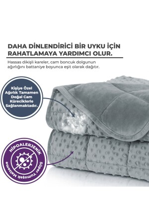 Süper Yumuşak Wellsoft Ağırlıklı Yorgan - Battaniye- 5 kg- Gri- Çift Taraflı- Tek Kişilik- 60kg altı - 5