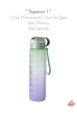 „Superior 1“ – 1 Liter motivierende Tritan-Wasserflasche, Sportwasserflasche – BPA-frei - 1