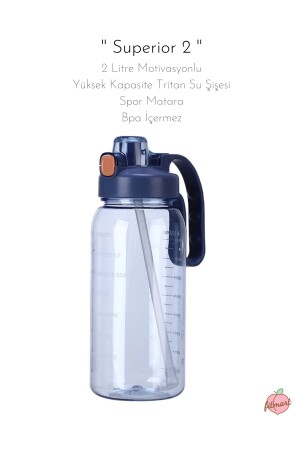 „Superior 2“ 2 Liter motivierende Tritan-Wasserflasche mit hohem Fassungsvermögen, Sportwasserflasche – BPA-frei - 1