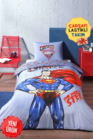 Superman Light Tek Kişilik Disney Lisanslı Lastikli Fitted Çarşaf Çocuk Nevresim Takımı özdilektk1619 - 2