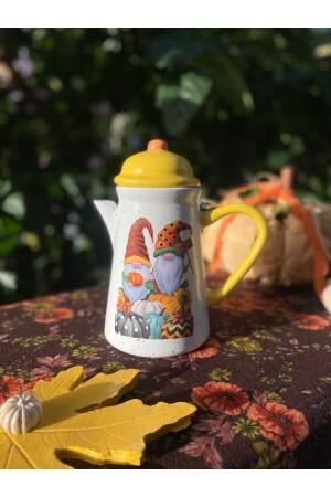 جنجر سيراميكي مصنوع يدويًا مع غطاء - جنيق الخمير (جونوما الخريفية) SURAHI167 - Handmadesign