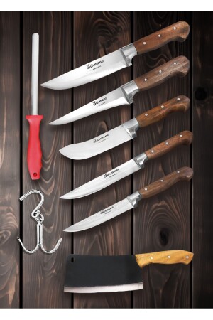 (منيز) - اليدين المهنية قصاب خشب - طقم السكاكين للذبح واللحوم - Sürmene
