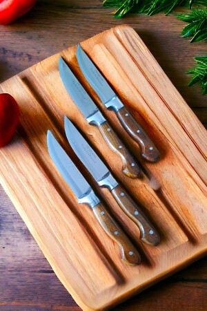 Sürmene Küchen-Gemüse-Fleisch-Brotmesser-Set, 4-teiliges Mitgift-Set, Holzgriff aus Walnussholz, 22 cm - 3