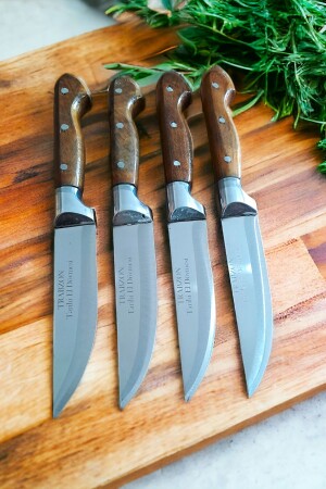 Sürmene Küchen-Gemüse-Fleisch-Brotmesser-Set, 4-teiliges Mitgift-Set, Holzgriff aus Walnussholz, 22 cm - 5