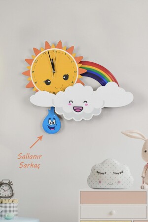 Süße Wolke, Sonne und Regenbogen Kinderzimmer Holzwanduhr Elf-2312025-3d ELF-2312025 - 2