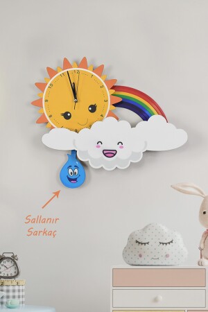 Süße Wolke, Sonne und Regenbogen Kinderzimmer Holzwanduhr Elf-2312025-3d ELF-2312025 - 3