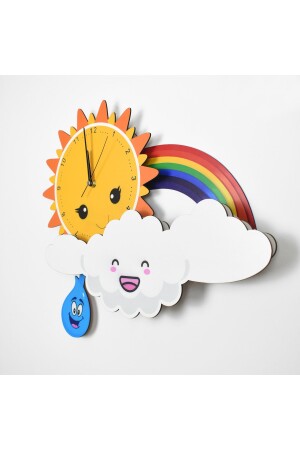 Süße Wolke, Sonne und Regenbogen Kinderzimmer Holzwanduhr Elf-2312025-3d ELF-2312025 - 8