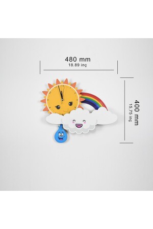 Süße Wolke, Sonne und Regenbogen Kinderzimmer Holzwanduhr Elf-2312025-3d ELF-2312025 - 10