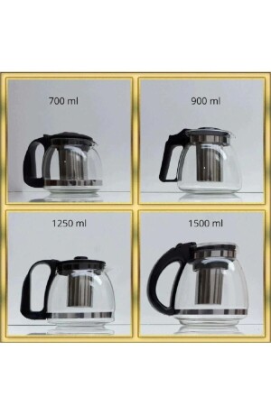 Süzgeçli Cam Demlik 700 Ml Tea Pot Çaydanlık Siyah - 2