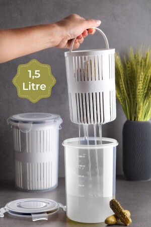 Süzgeçli Saklama Kabı Zeytinlik Turşuluk 1,5 Litre SUZGECLIS - Vienev