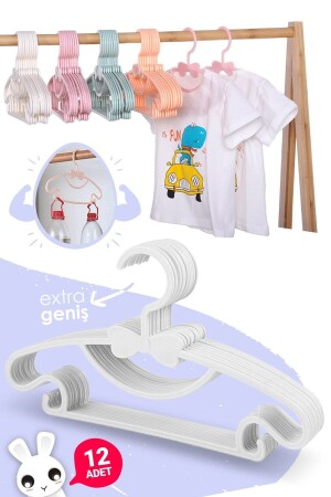 Sweet 12 Adet Beyaz Bebek Elbise Askısı Fiyonklu Kelebek Bebek Çocuk Kıyafet Askısı - 1