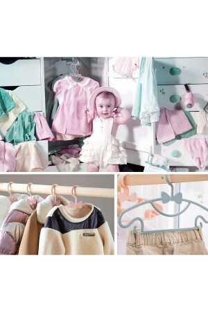Sweet 12 Adet Mavi Bebek Elbise Askısı 30 Cm Fiyonklu Kelebek Bebek Çocuk Kıyafet Askısı - 8