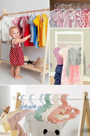 Sweet 12 Adet Pembe Bebek Elbise Askısı Fiyonklu Kelebek Bebek Çocuk Kıyafet Askısı - 4
