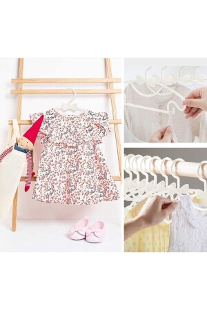 Sweet 24 Adet Beyaz Bebek Elbise Askısı 30 Cm Fiyonklu Kelebek Bebek Çocuk Kıyafet Askısı - 8