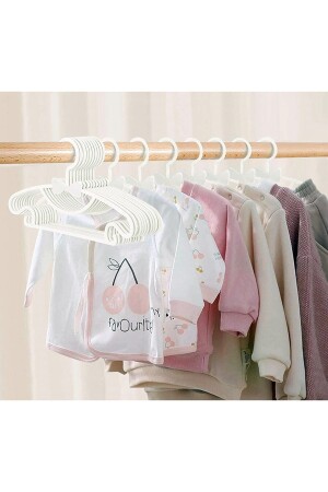 Sweet 48 Adet Beyaz Bebek Elbise Askısı 30 Cm Fiyonklu Kelebek Bebek Çocuk Kıyafet Askısı SW048 - 7