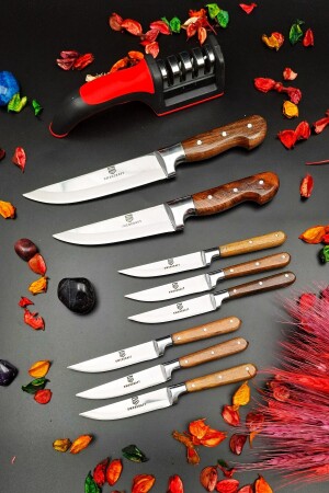 Swencraft Sürmene Küchenmesser für Fleisch, Brot, Opfer, Gemüse, Obst, 9-teiliges Mitgift-Set und Schärfgerät - 6