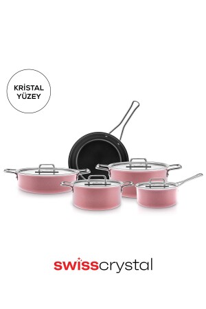 Swiss Crystal Mastermaid 9 Parça Indüksiyon Tabanlı Tencere Seti Pink - 2