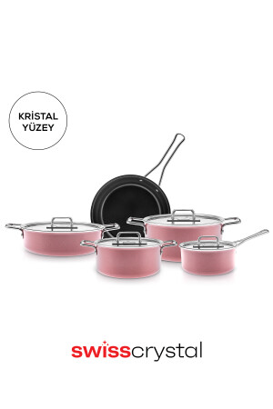 Swiss Crystal Mastermaid 9 Parça Indüksiyon Tabanlı Tencere Seti Pink - 3