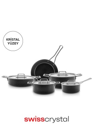 Swiss Crystal Mastermaid 9 Parça Tencere Seti Shiny Black - 2