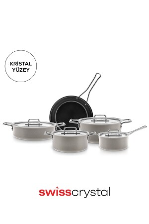 Swiss Crystal Mastermaid 9-teiliges Kochgeschirr-Set, Beige - 2