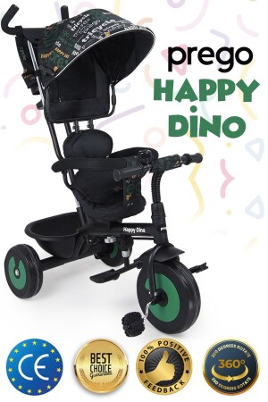 T307 Happy Dino Itmeli Bisiklet - Yeşil - 1