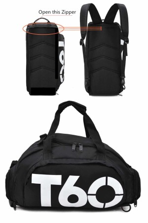 T60 Gym Fitness Sport Sporttasche mit Schultergurt Unisex Sport- und Reisetasche T-60BLACK-BYZ - 2