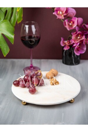 مكنسة مكنسة مكنسة بيضاء مكررة عرض الصحن مع الذهب أعلى ساق بيضاء مستديرة الذهب أعلى قدم - MIARIK DESIGN & DEKORASYON