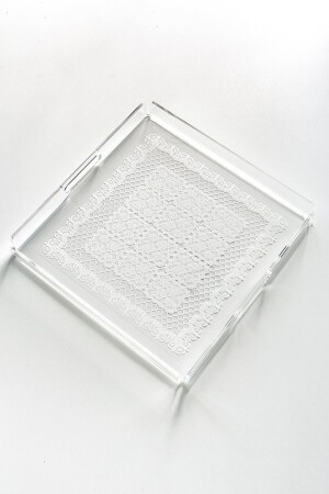 Tablett aus Plexiglas mit Spitzenmuster, 25 cm x 25 cm, QBDD01 - 1