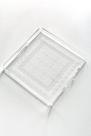 Tablett aus Plexiglas mit Spitzenmuster, 25 cm x 25 cm, QBDD01 - 3