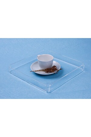 Tablett aus transparentem Plexiglas, 20 x 20 cm, Serviertablett für Kaffee, Tee und Präsentation, transparentes Plexiglas - 1