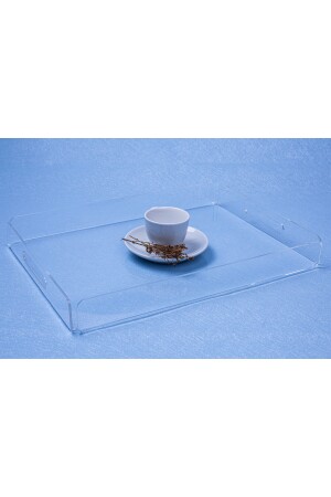 Tablett aus transparentem Plexiglas, 35 x 25 cm, Serviertablett für Kaffee, Tee und Präsentation, transparentes Plexiglas - 4