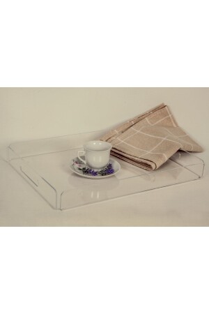 Tablett aus transparentem Plexiglas, 35 x 25 cm, Serviertablett für Kaffee, Tee und Präsentation, transparentes Plexiglas - 1