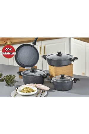 Taç Master Cook 7 Parça Granit Tencere Seti 000138 - 5