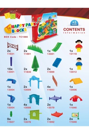 Tak Toy 58-teiliges Happy Parking-Spielset TC - 1066 - 7