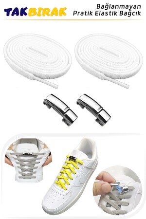 Takbırak Magnetische elastische Schnürsenkel, Smart-Schnürsenkel, Stiefel-Kinder-Sport-Converse-Schnürsenkel, Weiß MIK-TAKBIRAK01 - 1