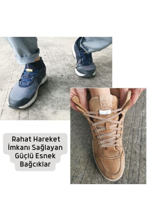 Takbırak Mıknatıslı Lastikli Ayakkabı Bağcığı- Akıllı Bağcık- Bot Çocuk Spor Converse Bağcık- Beyaz - 2