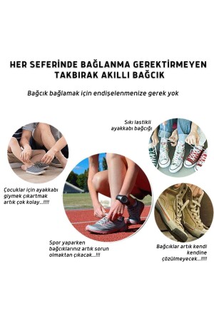 Takbırak Mıknatıslı Lastikli Ayakkabı Bağcığı- Akıllı Bağcık- Bot Çocuk Spor Converse Bağcık- Beyaz - 3