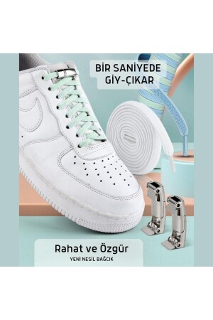 Takbırak Mıknatıslı Lastikli Ayakkabı Bağcığı- Akıllı Bağcık- Bot Çocuk Spor Converse Bağcık- Beyaz - 5