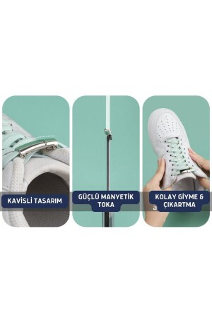 Takbırak Mıknatıslı Lastikli Ayakkabı Bağcığı- Akıllı Bağcık- Çocuk- Spor Converse Bağcık- Lacivert - 8