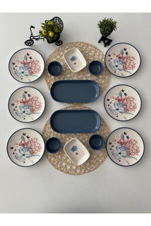 Takım Kahvaltı Blue Flowers 14 Parça 6 Kişilik dmt000014 - Keramika