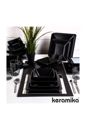 MNZ-Set مربع طعام سييرا 24 قطعة لـ 6 أشخاص مات أسود dmt0000024 - Keramika