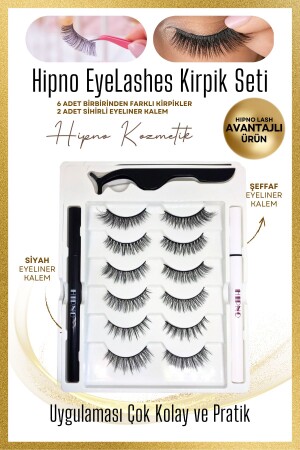 Takma Kirpik Seti 6farklı Model Eyeliner Yapıştırıcılı 3d Takma Kirpik - 2