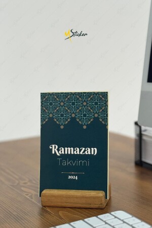 تقويم رمضان - تقويم رمضان مع الصلاة - أهمية اليوم المحتوى مع حامل خشب - رمضان المجموعة - MSticker