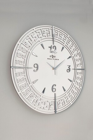 Tangled Lines White & Silver Turkish Numeral 50x50cm Silent Wall Clock dyTR50x50 - 1